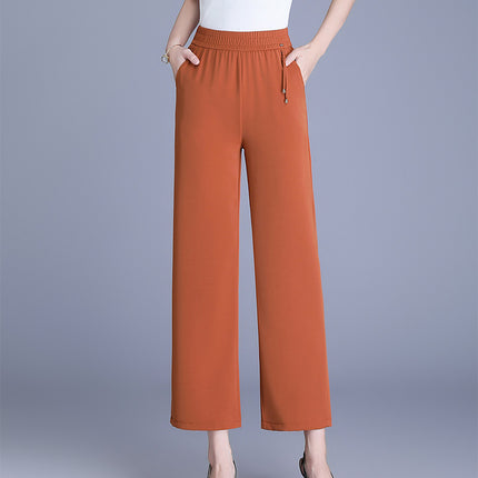 Straight-Leg Pants for Middle-Aged and Elderly Women, Summer Thin Loose Slimming Pants, Mom Pants, Simple Loose Casual Long Pants
