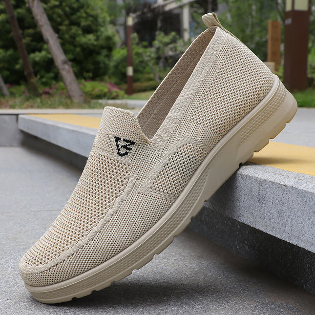 Summer Mesh New Men's Cloth Shoes Breathable Slip-On Casual Polyurethane Men's Shoes Driving Sandals Elderly Mesh Shoes