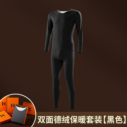 Fashion brand H seamless thermal underwear men's suit de AB surface double-sided velvet brushed men's autumn clothes long pants women's wholesale