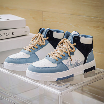 Men's Shoes Autum New High-Top Sports and Leisure Korean Style Trbottomyy Versatile Youth Thick-Soled Board Wholesale Aj Trbottomy Shoes