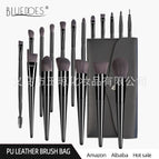 18 pieces black wooden handle + brush bag