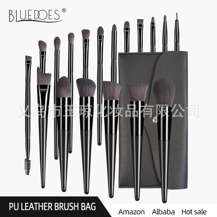 Cross-Border Popular Makeup Brushes 18 Pieces Champagne Color Wooden Handle Set Brushes Eye Shadow Brush Cosmetic Bag Beauty Tools Wholesale
