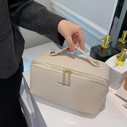 New Cross-Border Portable Makeup Bag with Large Capacity and Multiple Compartments, Pu Cosmetic Storage Bag, Toiletry Bag with High Aesthetic Value