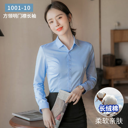 New Women's Bamboo Fiber Professional Shirts, No-Iron Business Casual Shirts, Women's White-Collar Attire, Bank Work Clothes