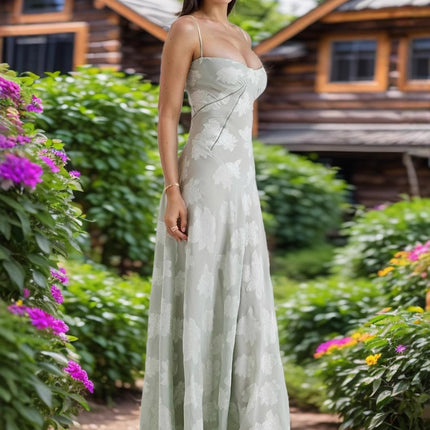 European and American Style 2023 Summer New Fashion Sexy Perspective Seaside Vacation Slim-fit Slip Dress Floral dress