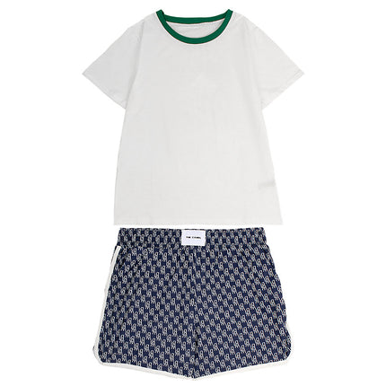 Summer Women's Suit Home Shorts Short-Sleeved Suit Sports and Leisure Two-Piece Set Breathable Thin Two-Piece Set with Logo