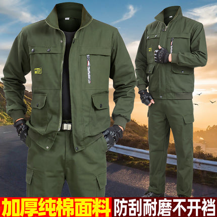 Wear-resistant work clothes suit men's work protection clothing autumn and winter thickened welding anti-scalding construction site tooling work uniform