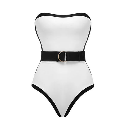 2024 Amazon AliExpress Black and White Contrast Hot Spring Vacation Advanced Swimwear Female 2387