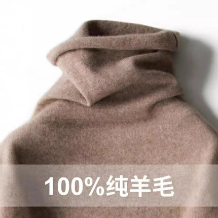 Curled Pile Collar Wool Sweater Women's 100 Pure Wool Base Shirt Autumn and Winter New High Neck Cashmere Knitted Sweater