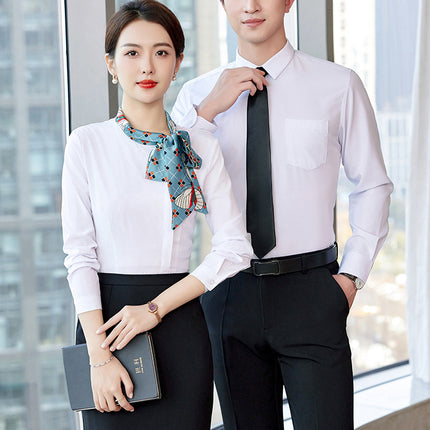 White Shirt Women's Business Wear New Jewelry Shop Beauty Salon Stewardess Uniform Work Clothes Non-ironing White Shirt