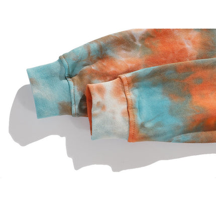 European and American Street Fashion Brand Couple's Loose-Fitting Hooded Sweatshirt, Unisex Long-Sleeve Tie-Dye Hoodie, Ins-Style Hip-Hop Jacket for Couples