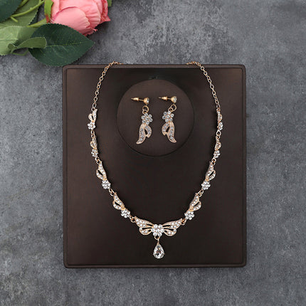 Korean Bride Necklace Earrings Two-piece Decorations Wedding Yarn Wedding Jewelry Wedding Accessories Dance Studio