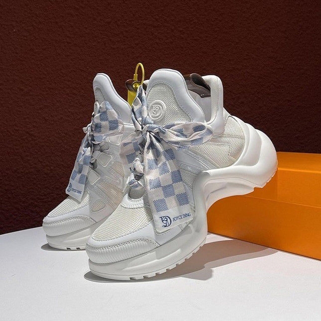 2024 New Bow-Shaped Bridge-Soled Sneakers for Spring, Summer, Autumn and Winter, Trendy White Shoes, Super Popular Street Dad Shoes for Women