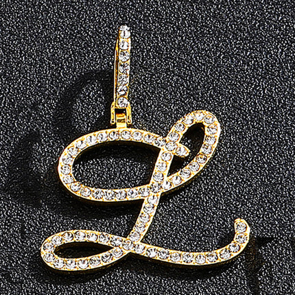 Foreign trade popular products full diamond hip hop jewelry grass letter pendant melon seed buckle Cuban chain accessories Amazon exclusive