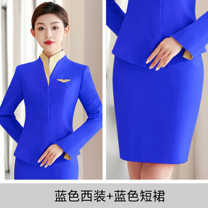 [Stewardess Uniform] Air South China Airlines Professional Wear Women's Suit Set Autumn and Winter Suit Set Workwear Skirt Suit