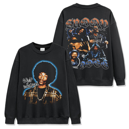 Cross-border Retro Snoopy Dog SNOOP DOGG Printed Short-sleeved T-shirt Washed Long-sleeved Casual Hooded Sweatshirt