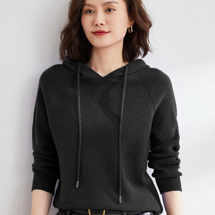 Hooded Knit Sweater for Women 2025 Autumn and Winter New Loose Cable Knit Hooded Sweatshirt Thickened Casual Sweater Base Layer