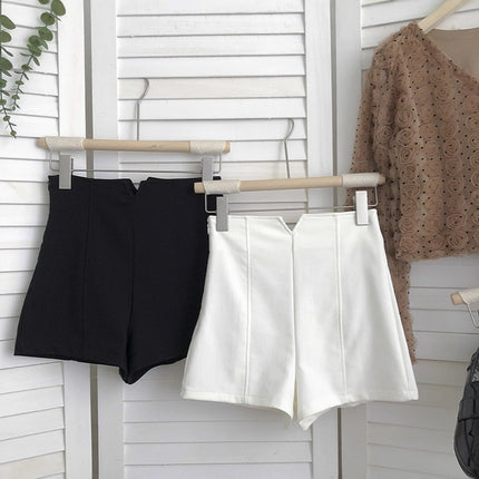 White Suit Shorts for Women, Summer Tight High-Waisted Slimming Leggings, Petite Anti-Exposure A-Line Outerwear Hot Pants