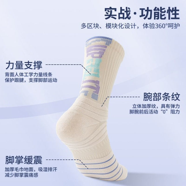 NBA Professional Basketball Socks Men's Medium Tube Breathable Long Tube Professional Practical Training Summer Towel Bottom Sports Socks