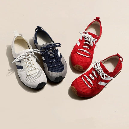 Genuine Leather Thick-Soled Women's Sneakers 2025 Autumn and Winter Mesh Breathable Outdoor German Training Shoes Versatile Casual Jogging Sports Shoes