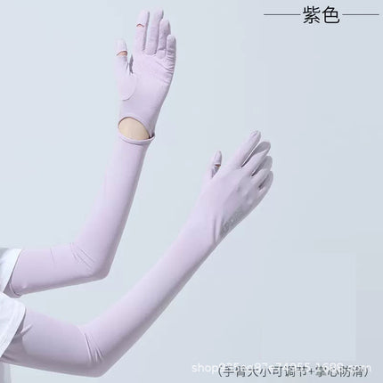 Sun Protection Gloves for Women in Summer, Anti-Uv Ice Silk Sleeves for Driving, Anti-Slip Touch Screen Sunshade, Extended Arm Sleeves for Outdoor Use
