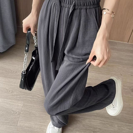 Breathable Anti-Mosquito Pants Yamamoto Pants Women's Thin High-Waist Casual Spring and Autumn Lazy Style Wide-Leg Pants Straight Pants