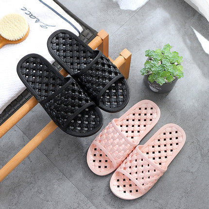 New Style Slippers for Women's Bedroom Leaking Hollow Smiley Face Home Summer Indoor Home Bathroom Bathing Couple Men's and Women's Slippers