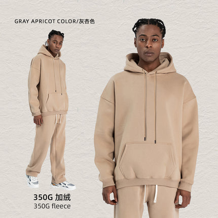Cai Xiang Island Men's Clothing | Autumn and Winter Cross-Border American-Style Fleece Hoodie Men's Street Fashion Hooded Sweatshirt with Drawstring