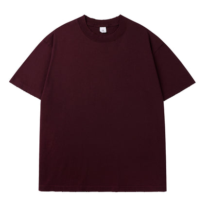 260g Drop Shoulder Loose Fit Cotton Distressed Short Sleeve T-Shirt Pure Cotton T-Shirt Unisex Promotional Shirt Company Team Building Workwear
