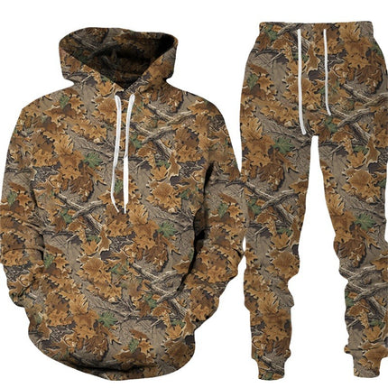 European and American winter cross-border 3D sweater hot fishing camping digital printing men's fashion trend hoodie suit