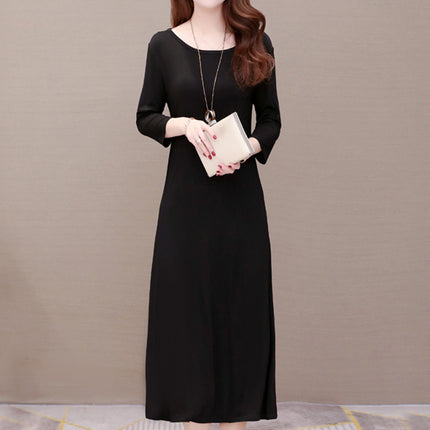 Autumn Modal Women's Dress Early Autumn Home Clothes with Chest Pad Outwear Long Dress Pajamas Over-the-Knee Long Sleeve Nightgown