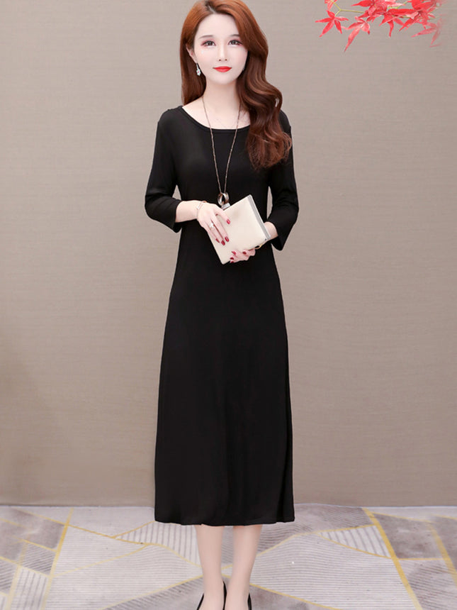 Autumn Modal Women's Dress Early Autumn Home Clothes with Chest Pad Outwear Long Dress Pajamas Over-the-Knee Long Sleeve Nightgown