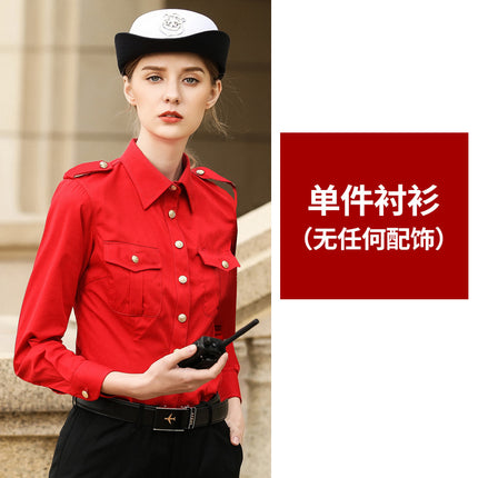 Security White Security Shirt Work Clothes Men's Long-sleeved Short-sleeved suit Summer Shirt Women's Security Wear Uniform