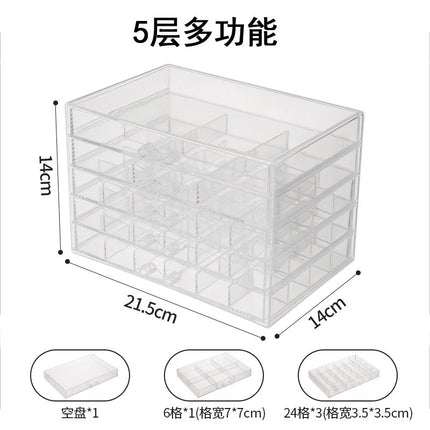 Temu Hot-Selling Jewelry Storage Box Multi-Layer Large Capacity Dust-Proof Household Bracelet Necklace Earrings Acrylic Storage