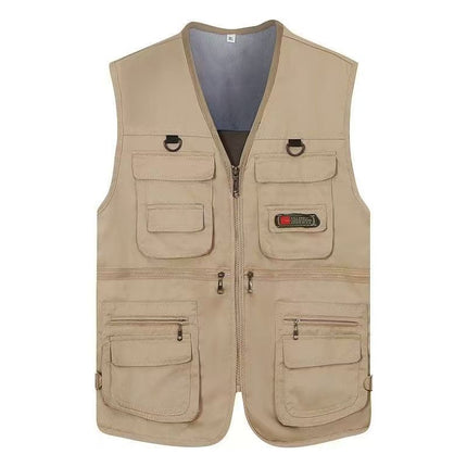 Spring and Summer Mesh Vest for Middle-Aged People Fishing All Seasons Multi-Pocket Vest Men's Spring and Autumn Casual Tactical Vest Dropshipping