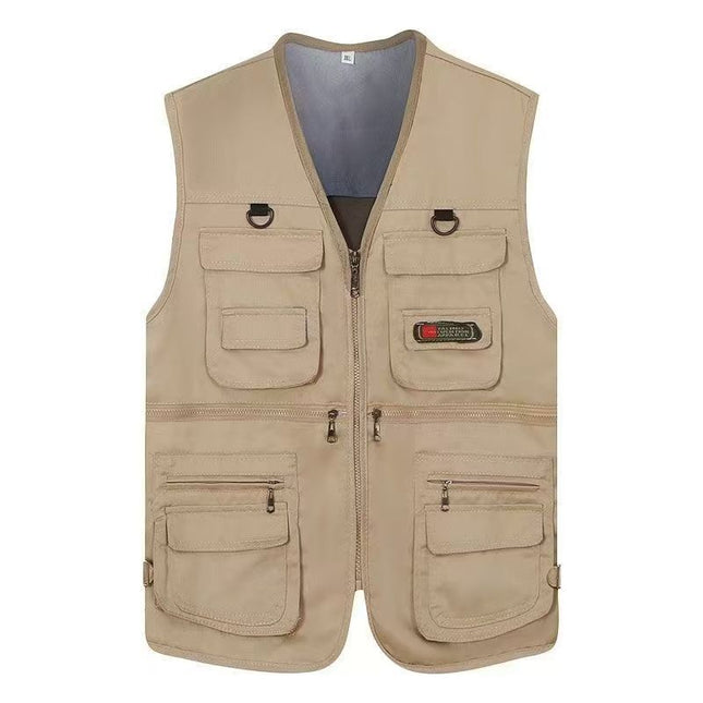 Spring and Summer Mesh Vest for Middle-Aged People Fishing All Seasons Multi-Pocket Vest Men's Spring and Autumn Casual Tactical Vest Dropshipping