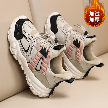 Women's Cotton Shoes 2023 New Autumn and Winter Plush Women's Shoes for Older Children and Junior High School Students Lightweight Soft Sole Sports Running Shoes