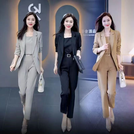 New Spring and Autumn Professional Suit suit Women's 2025 Slim-fit Fashionable Elegant Light Luxury Suit Three-piece Set