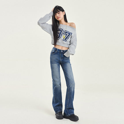 American-Style Narrow Wide-Leg Jeans for Women, 2026 Spring and Autumn New Low-Waist Slimming Versatile Straight-Leg Cigarette Pants, Floor-Length