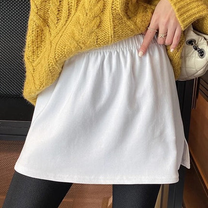 Sweater bottoming artifact fart curtain hem spring and autumn skirt stacked cover butt all-match cotton inner white skirt