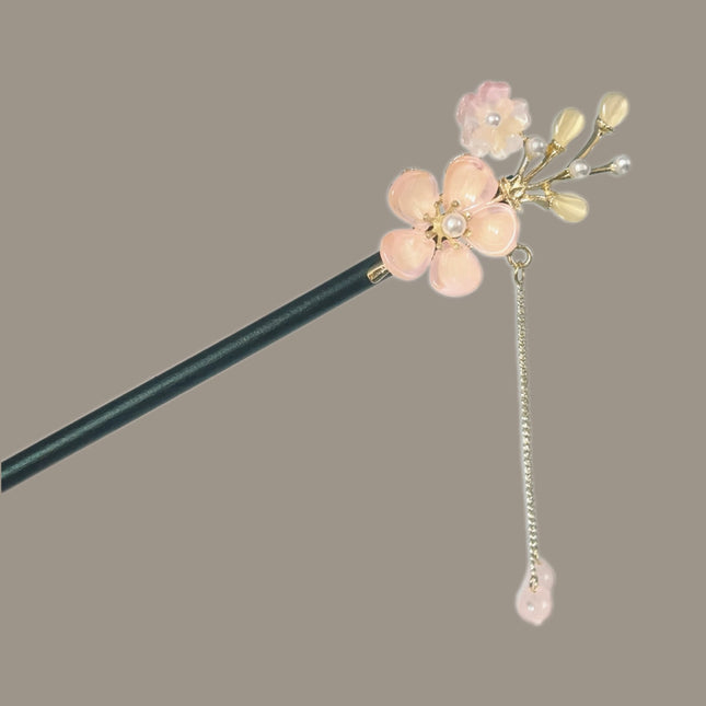 Antique Flower Hairpin Women's Wooden Hairpin Chinese High-end Hair Accessories Hairpin Hanfu Disc Hair Headwear Hairpin Step-by-step Hairpin Hairpin