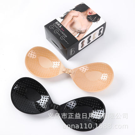 Cross-border Strapless Invisible Bra Lycra Glossy Cloth Round Cup Gathered Breathable Wedding Dress Breast Sticker Silicone Bra Patch