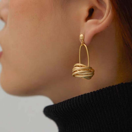 Superior Sense Matte 925 Silver Needle Basket Earrings Distinctive Creative Design Earrings Niche Temperament Superior Sense Earrings