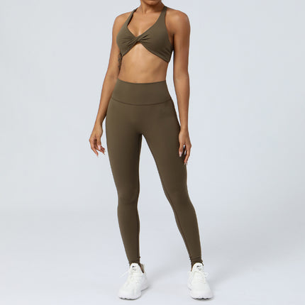Cross-border European and American Yoga Suit High Waist Hip-lifting Running Fitness Suit Tight Yoga Sports Suit for Women