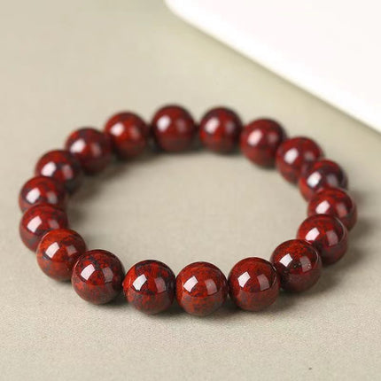 Natural Bloodstone Old-Style Bead Bracelet for Men and Women, Red Meteorite Bracelet, Bloodstone Jade Live Supply