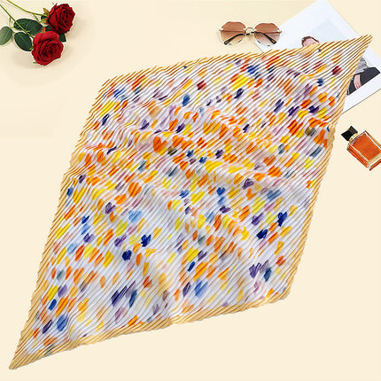 New wrinkled small square scarf female Korean imitation silk printed wrinkled small scarf Joker scarf decorative scarf wholesale