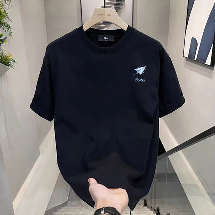 Summer New Smiley Print Short-sleeved T-shirt Loose All-match Top Round Neck Slimming Men's and Women's Cross-border Explosions