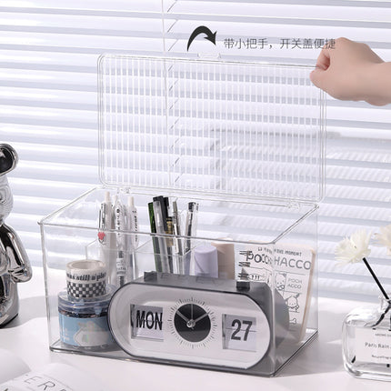 Desktop Storage Box Transparent Basket Dormitory Stationery Snacks Sundries Storage Box Cosmetic Mask Large Capacity Storage Rack