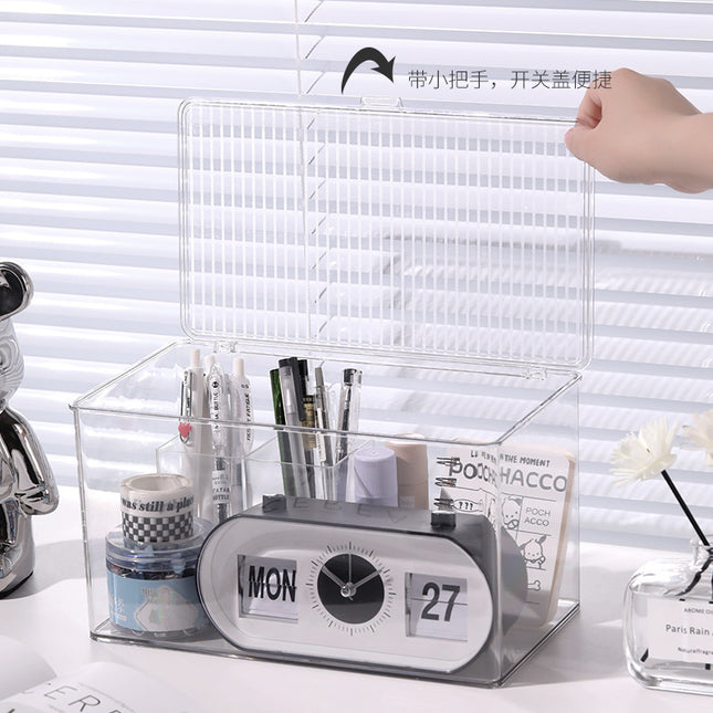 Desktop Storage Box Transparent Basket Dormitory Stationery Snacks Sundries Storage Box Cosmetic Mask Large Capacity Storage Rack