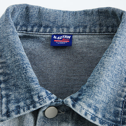 City fanpin 2024 spring new shoulder pad zipper decoration Denim jacket coat